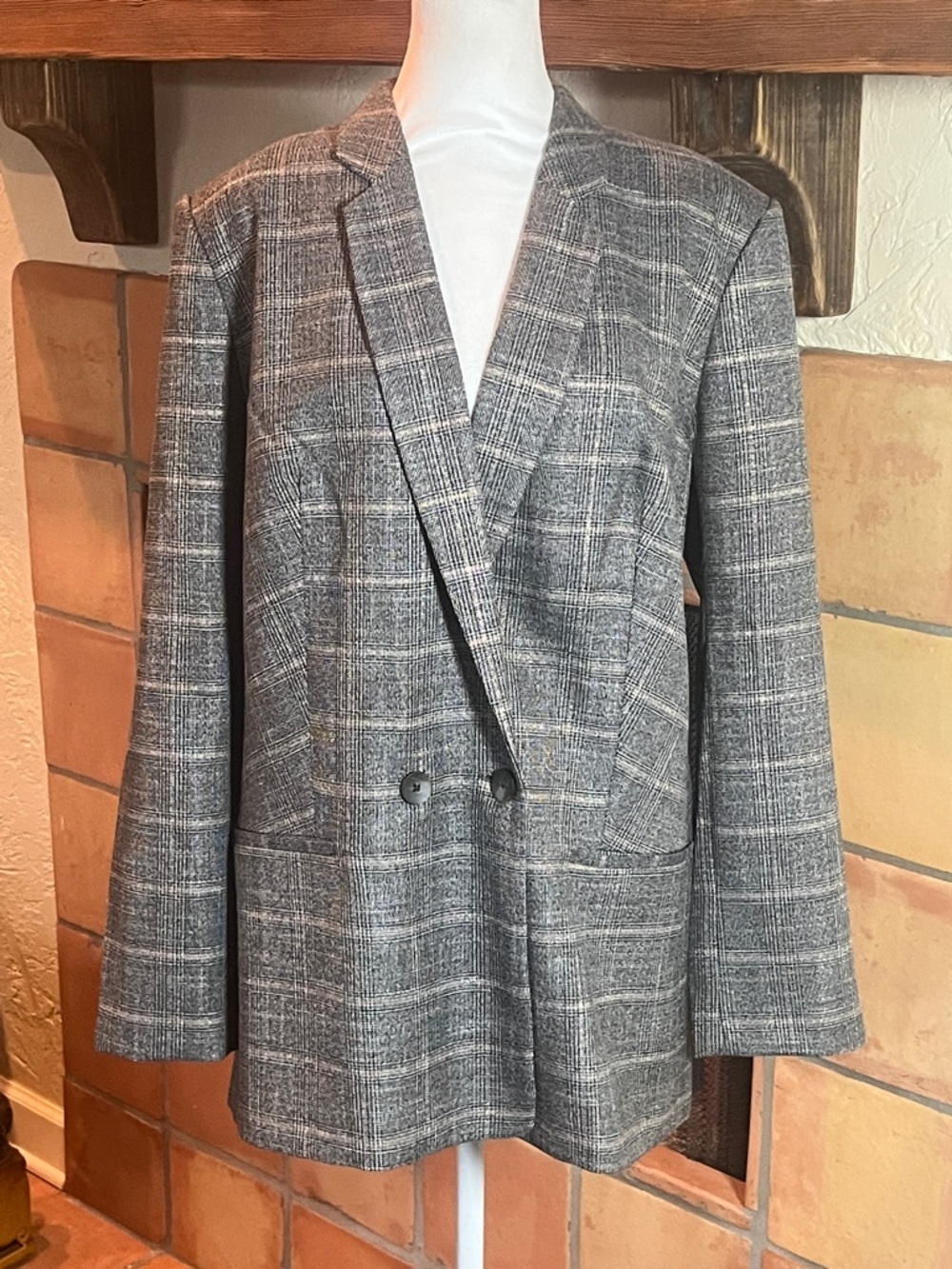 Express Plaid Metallic Threaded Blazer, size XL